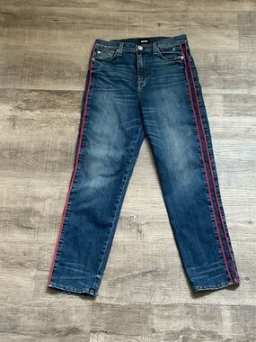 Hudson Zoe High Rise Straight Leg Women’s Denim Jeans Red Side Stripes Size 28